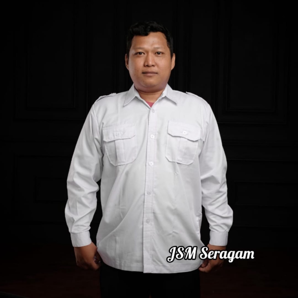 Jual SERAGAM PUTIH PRIA PEGAWAI ASN PPL PABRIK SATPAM BAJU PRIA PANJANG