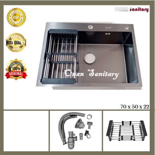 Jual Kitchen Sink Bak Cuci Piring ONAN 7050 DEEP BLACK Original 100