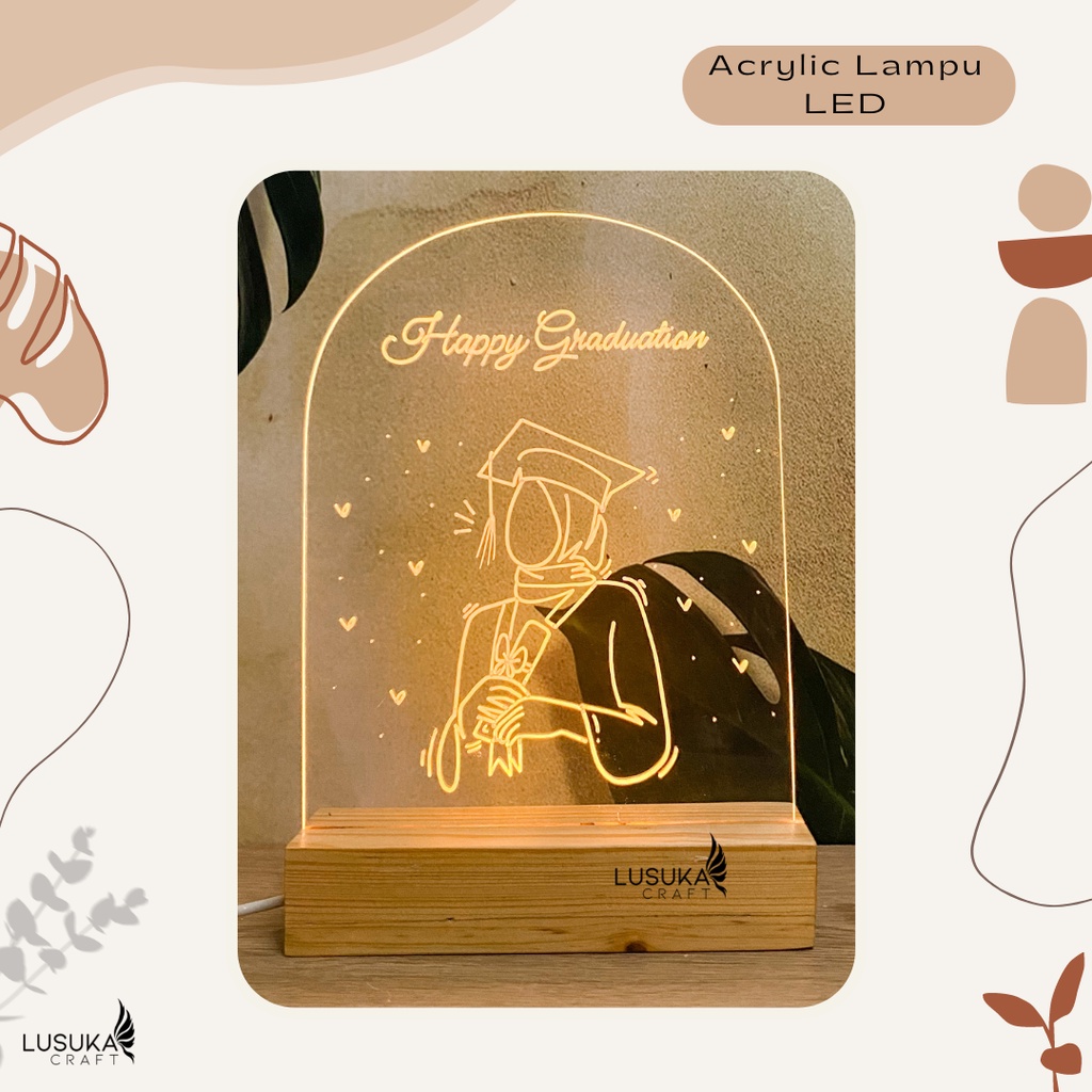 Jual Cod No Custom Gift Akrilik Lampu Led Sketsa Foto Handwriting