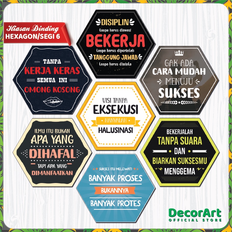 Jual Decorart Dekorasi Hiasan Dinding Segi Hexagonal Tema Motivasi