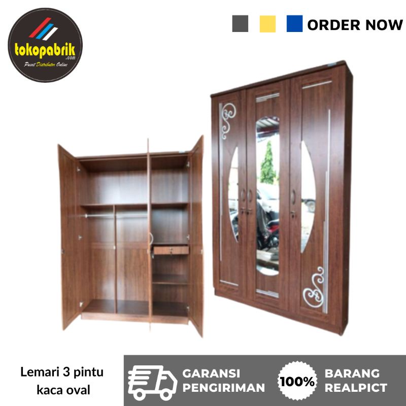 Jual Lemari Pakaian Pintu Kaca Oval Olimpik Lemari Baju Murah