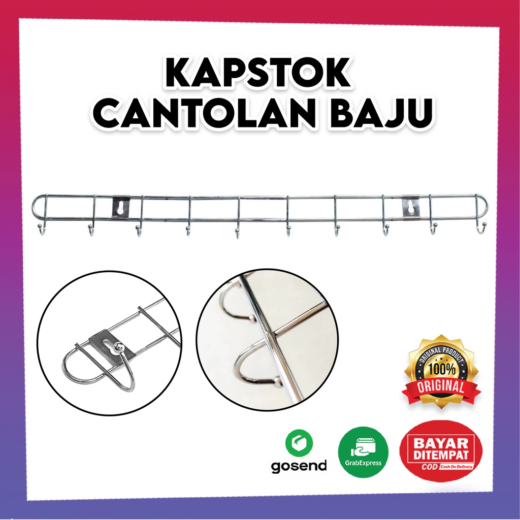 Jual KAPSTOK CANTOLAN PAKAIAN Panjang Dengan 10 Kait GANTUNGAN BAJU