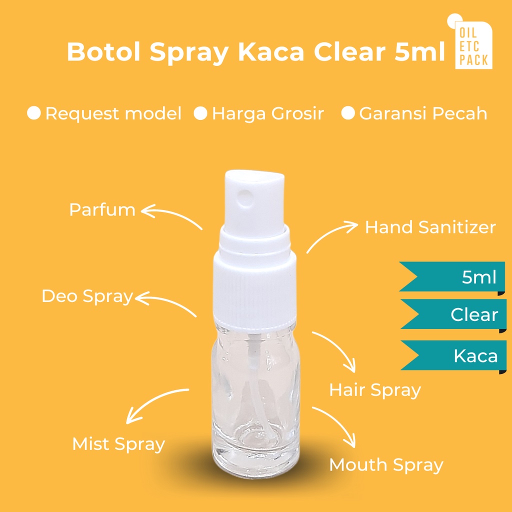 Jual Botol Spray Kaca Mini Clear Ml Wadah Semprot Kosong Refill