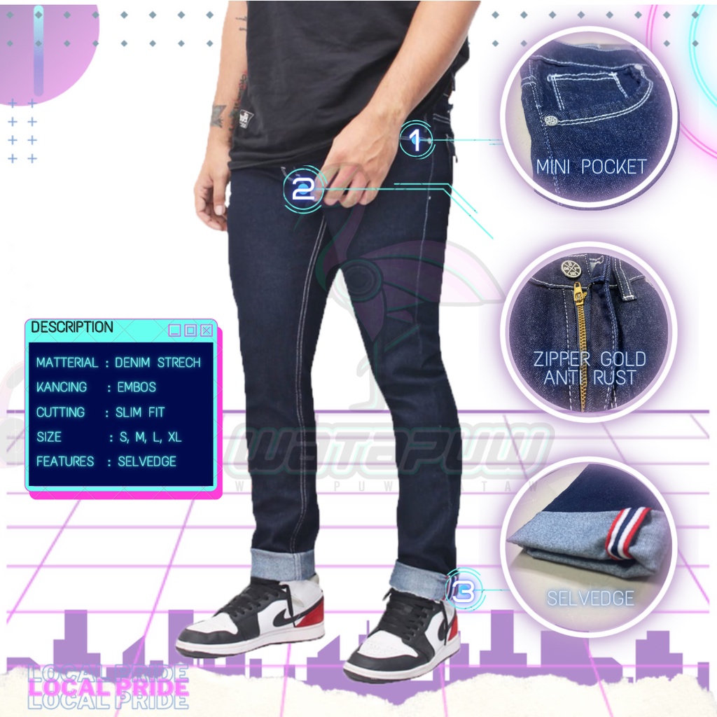 Jual Celana Denim Jeans Selvedge Slim Fit Stretch Exclusive