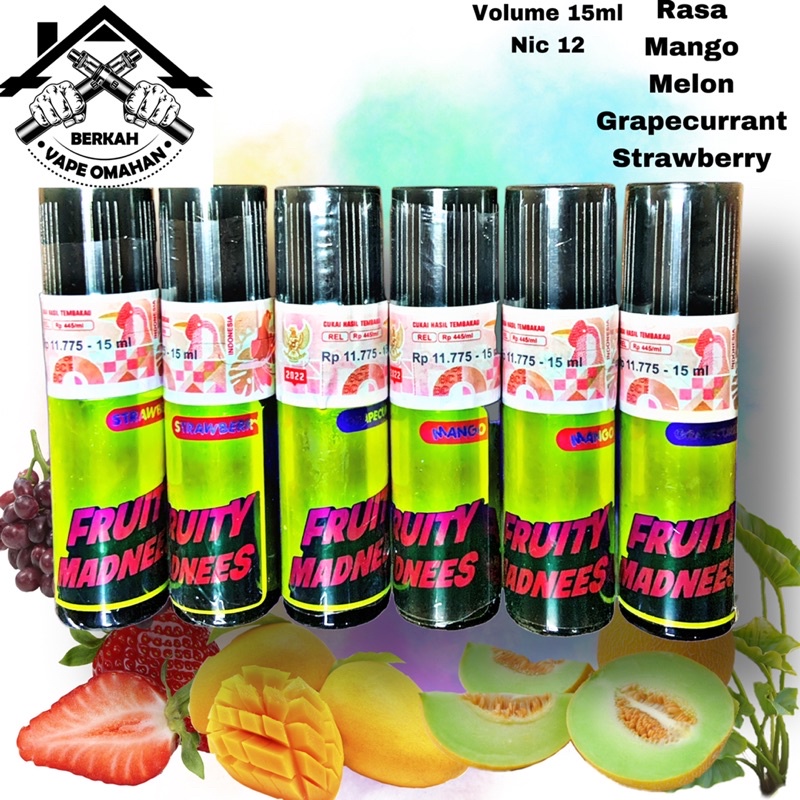 Jual PROMO BOTOL KEMASAN 15ml FRUITY MADNEES ORIGINAL Shopee Indonesia