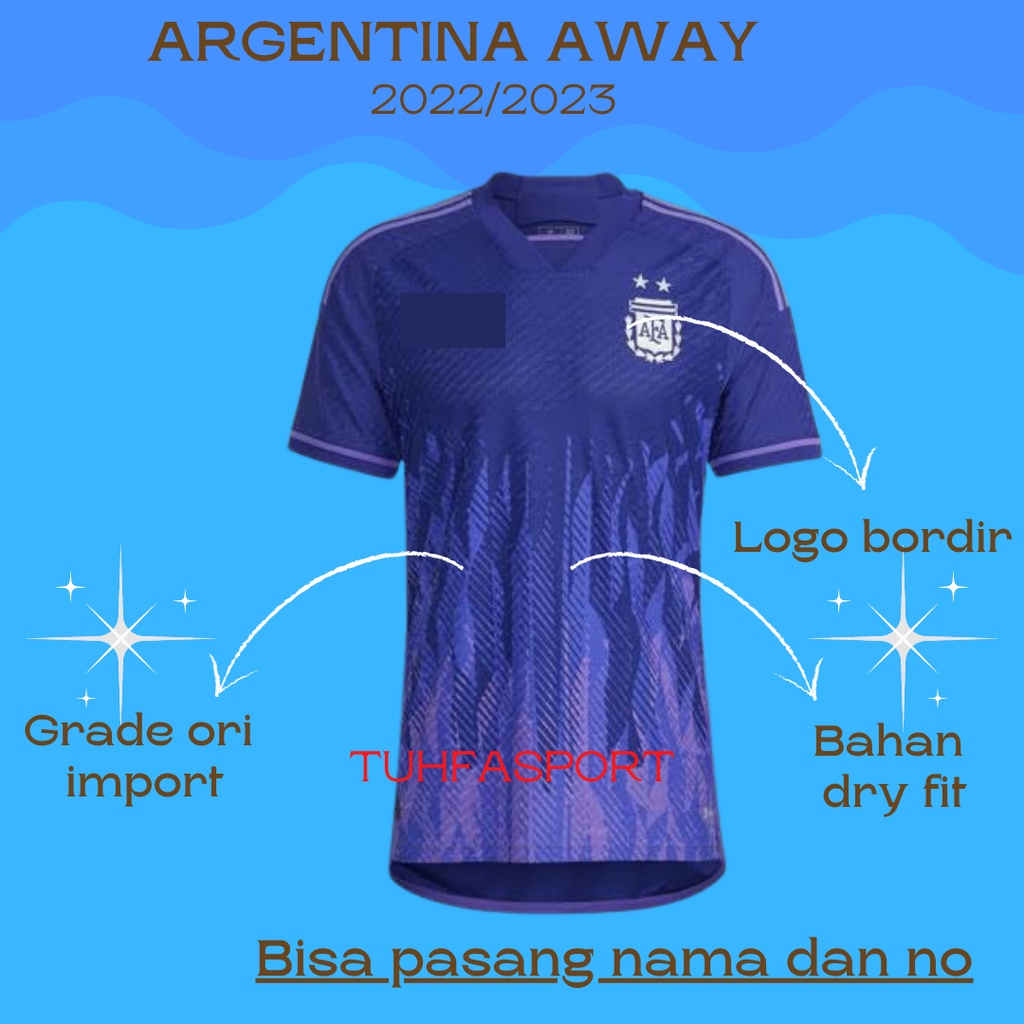 Jual Jersey Timnas Argentina Away Grade Ori Import Thailand Baju Negara