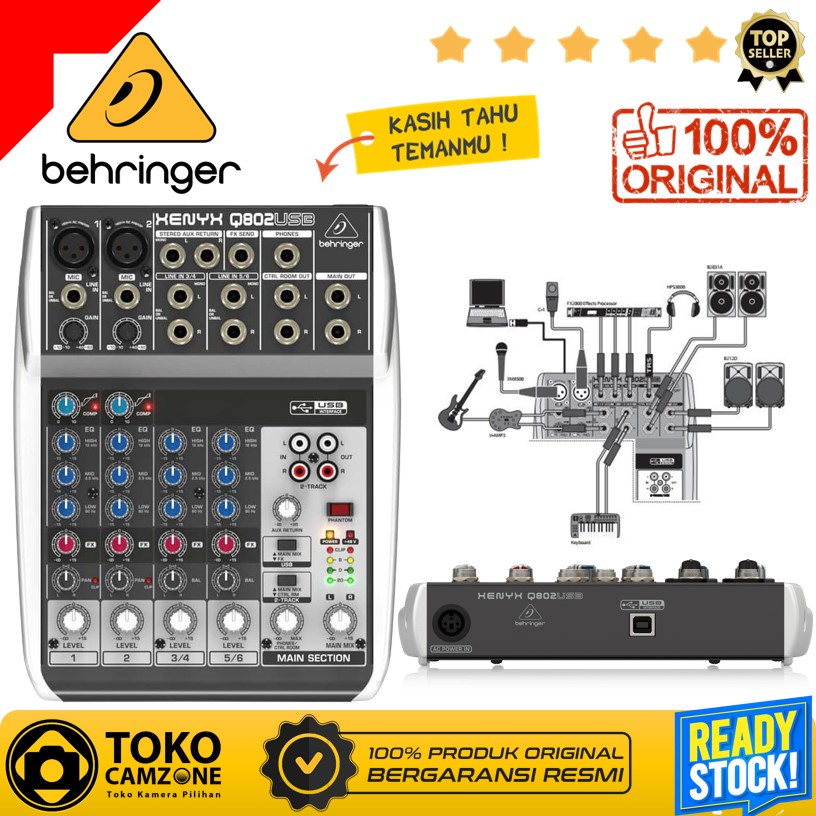 Jual Behringer Xenyx Q802 USB 6 Channel Mixer GARANSI RESMI Shopee