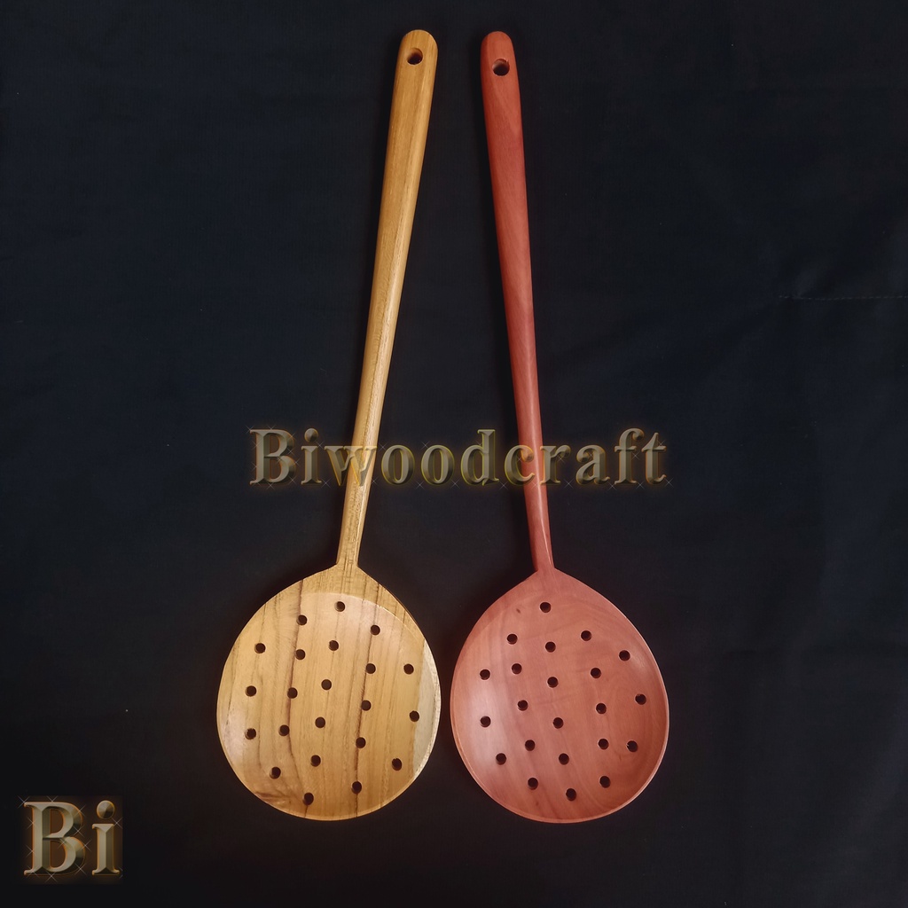 Jual Spatula Kayu Bulat Lobang Jaring Sawo Cm Sutil Kayu Jaring