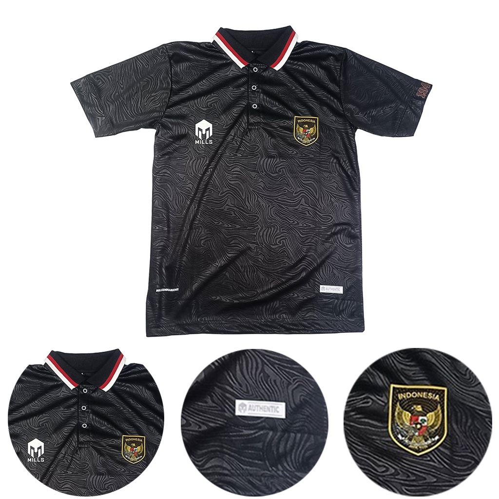 Jual Jarsey Timnas Indonesia Terbaru 2022 Kerah Collar Black Lengan