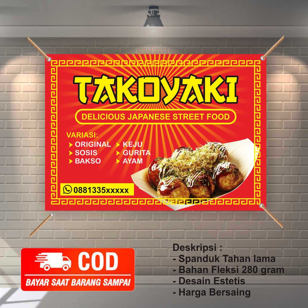 Jual Spanduk Banner Masakan Jepang Takoyaki Japanese Food Murah