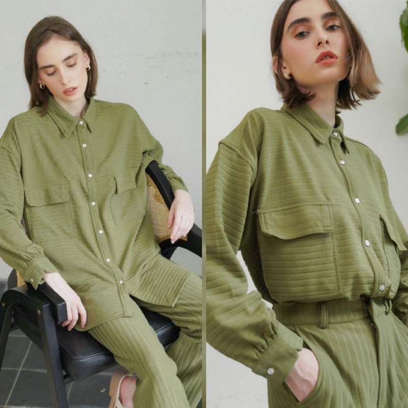 Jual Aleza Label Hyena Shirt Olive Shopee Indonesia