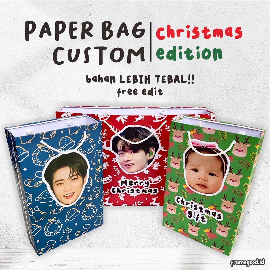 Jual Paperbag Custom Christmas Edition Foto Sendiri Kertas Tebal