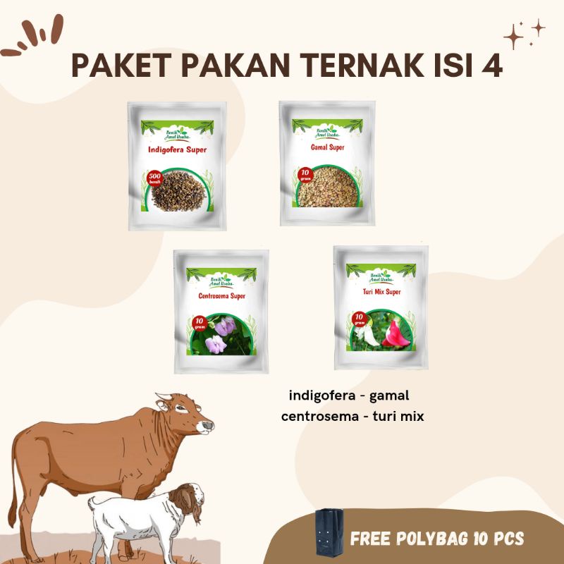 Jual Benih Pakan Ternak PAKET ISI 4 MACAM Benih Indigofera Gamal