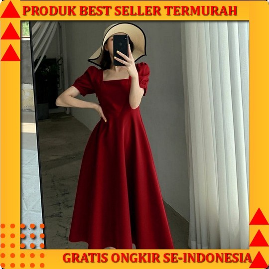 Jual Baju Dress Brukat Pesta Natal Wanita Korea Adem Mewah Modis