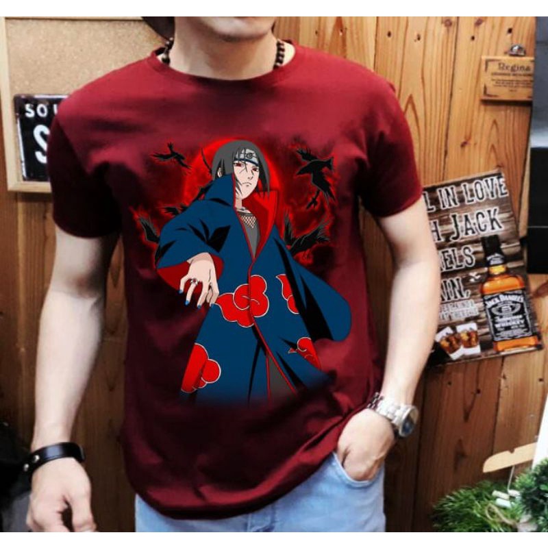 Jual Kaos Anime Sasuke Naruto Keren Atasan Kaos Spandek Cowok Marun