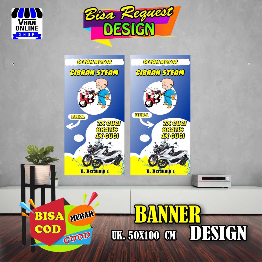 Jual Spanduk Banner Cuci Motor Steam Motor Pencucian Motor Dapat 2