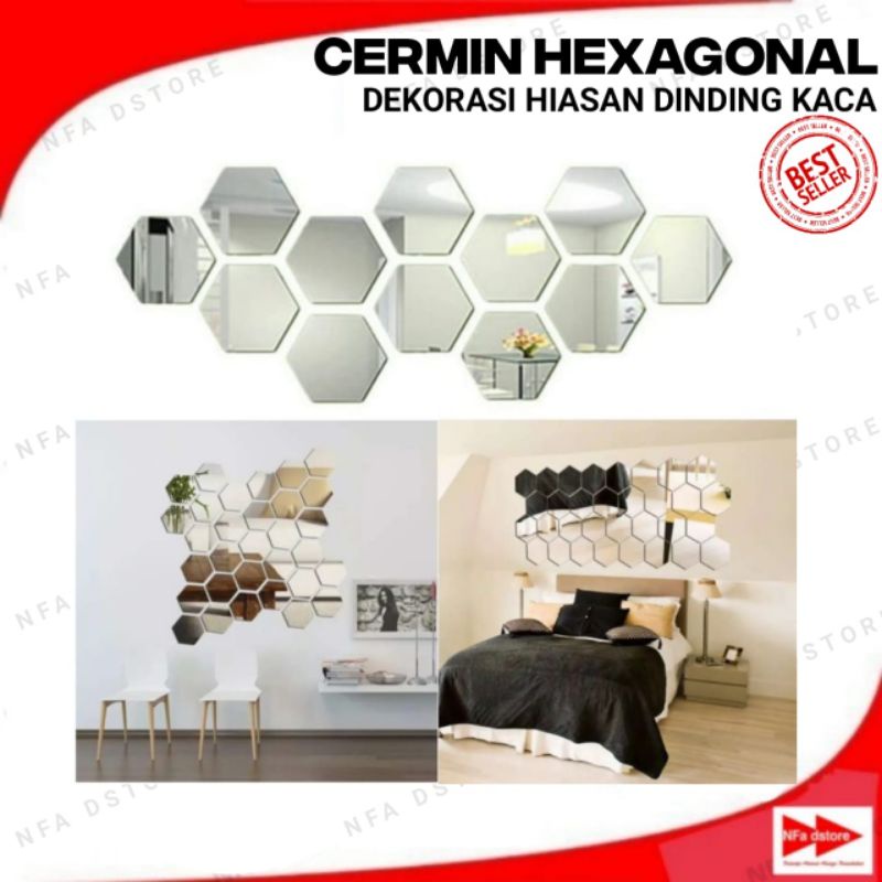 Jual Kaca Cermin Hexagonal Rektangular Dekorasi Dinding Kaca Shopee