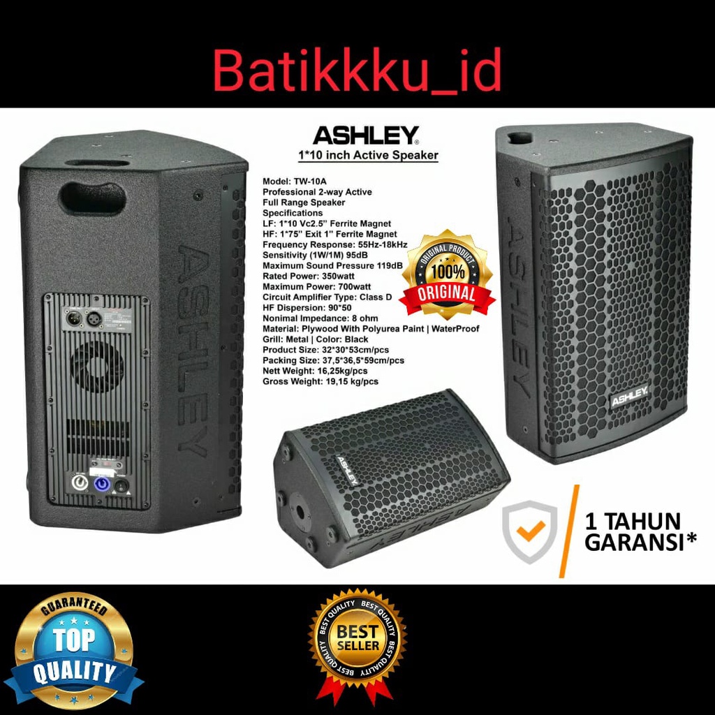 Jual Speaker Aktif ASHLEY TW10A TW 10 A ORIGINAL 10 INCH TW10 A TW 10A