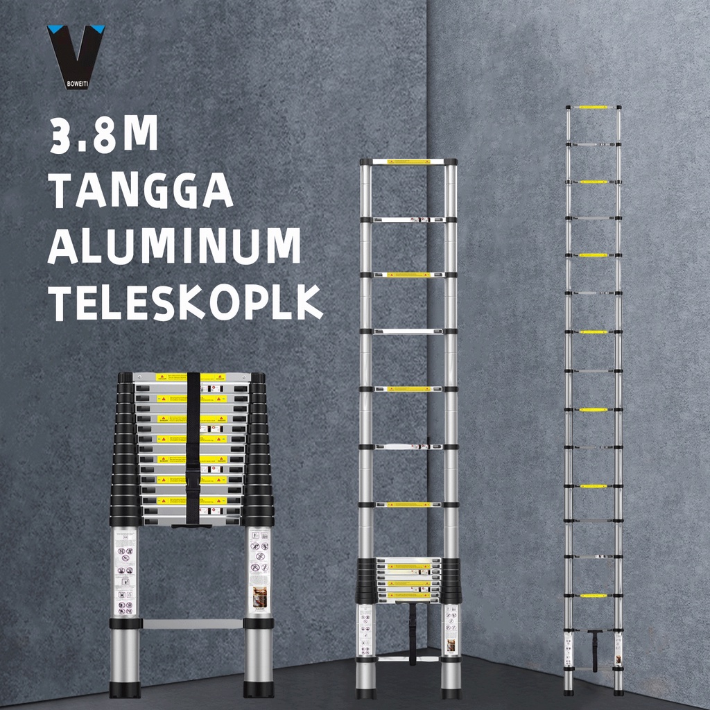 Jual BOWEITI TANGGA SINGLE LIPAT ALUMINIUM TELESKOPIK 3 8M TANGGA