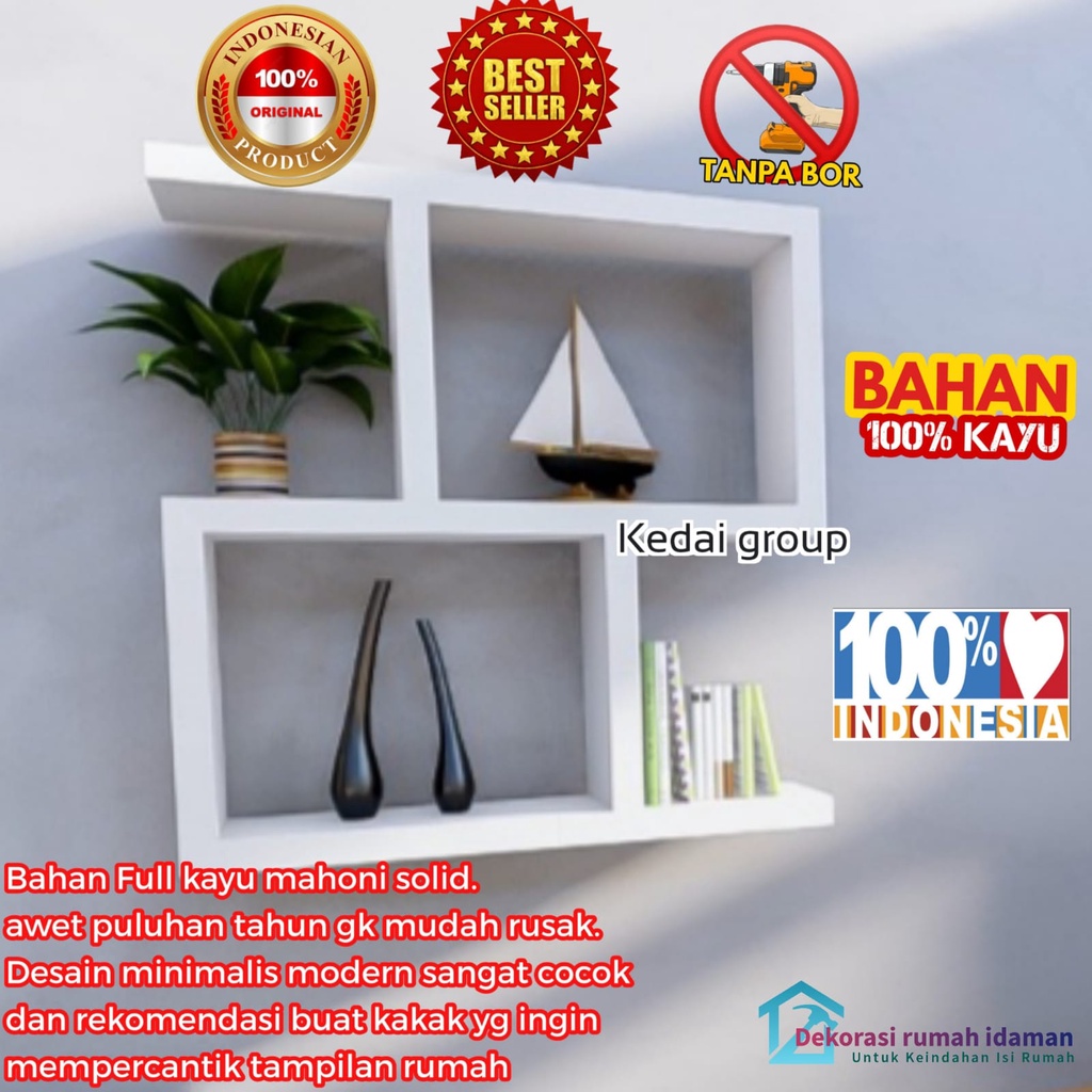 Jual Rak Dinding Minimimalis Bahan Kayu Tempel Dinding Hiasan Rumah