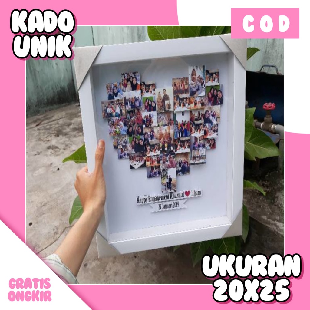 Jual Gift Ultah Kado Ulang Tahun Cetak Foto Plus Bingkai Kaca Minimalis