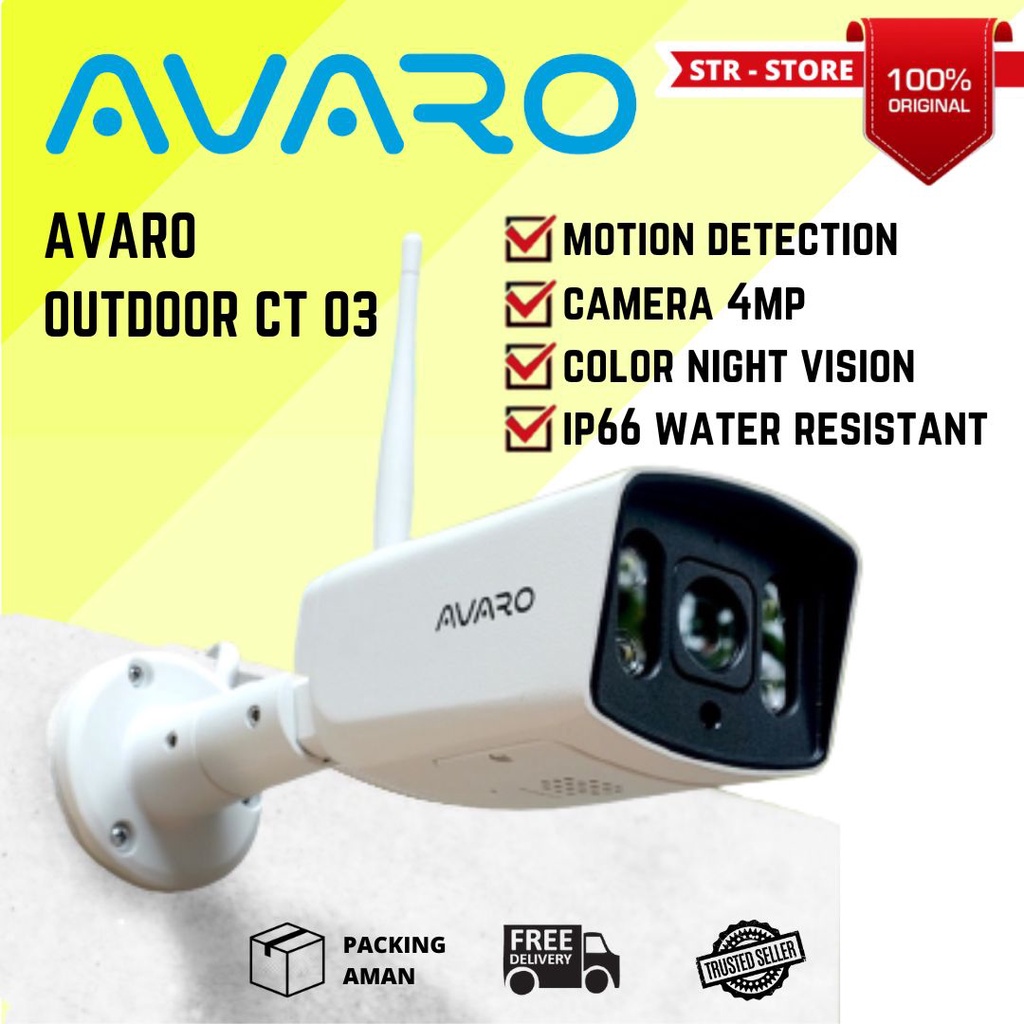 Jual AVARO CCTV CT03 4MP CCTV OUTDOOR SMART IP CAMERA PENGINTAI