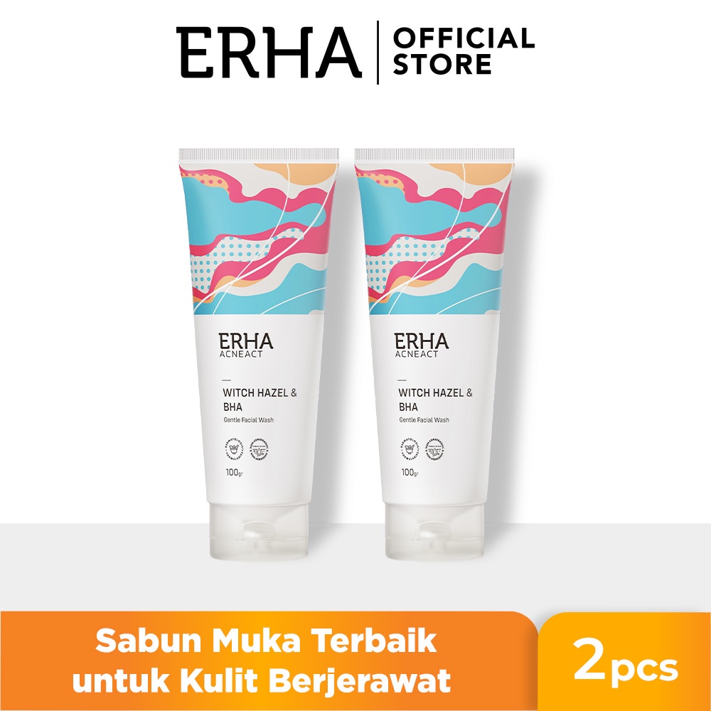 Jual ERHA Twinpack Acneact Gentle Acne Facial Wash Witch Hazel BHA