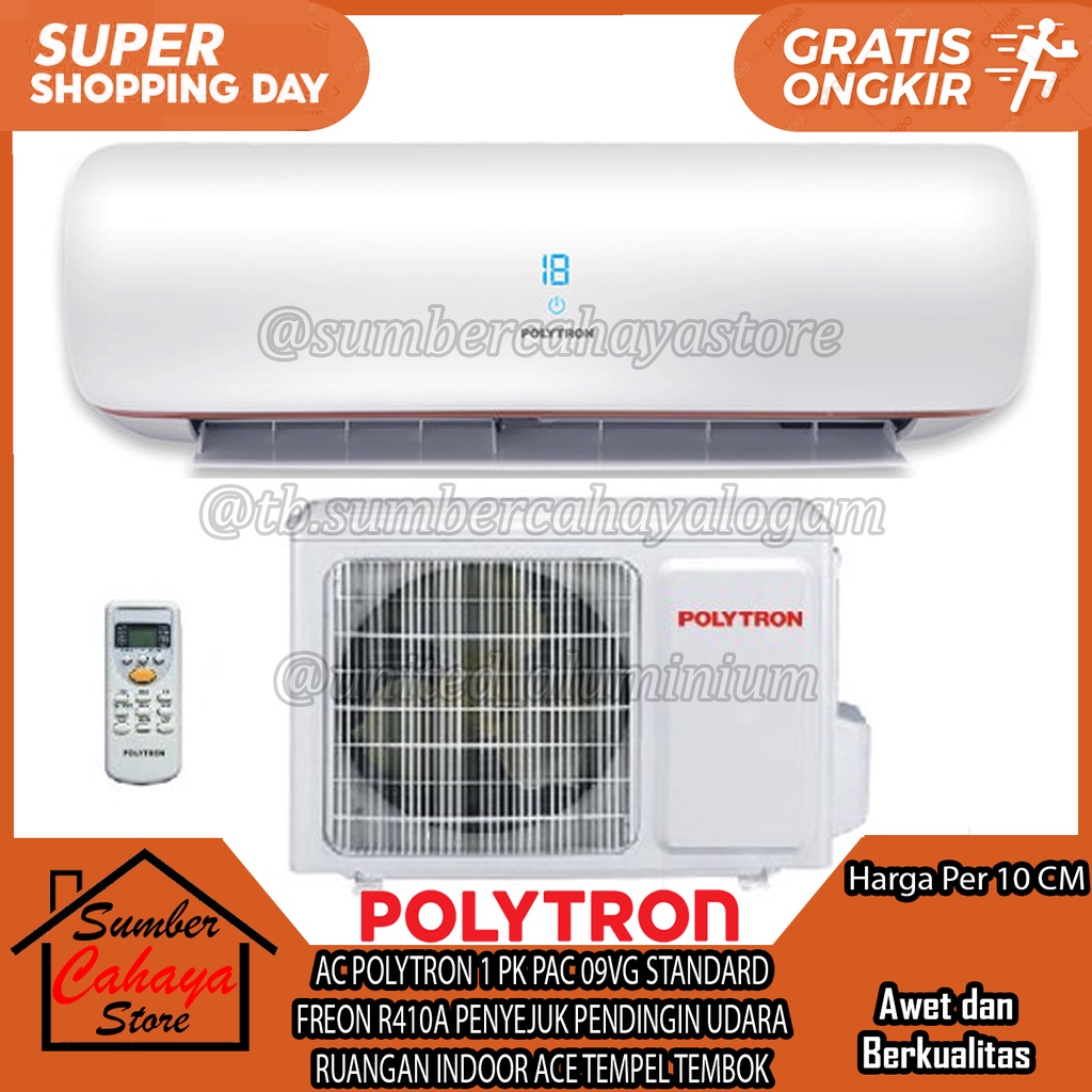 Jual AC POLYTRON 1 PK PAC 09VG STANDARD FREON R410A AIR CONDITIOER AER