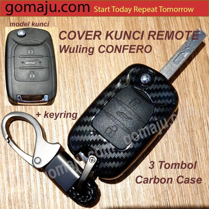 Jual COVER KUNCI CARBON SMARTKEY WULING CONFERO CASING CASE KUNCI