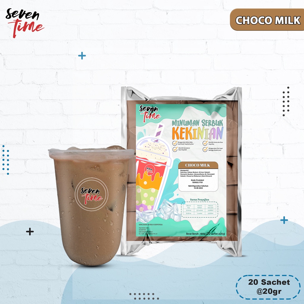 Jual Minuman Serbuk Kekinian Seventime Choco Milk 400 Gr 20 Sachet