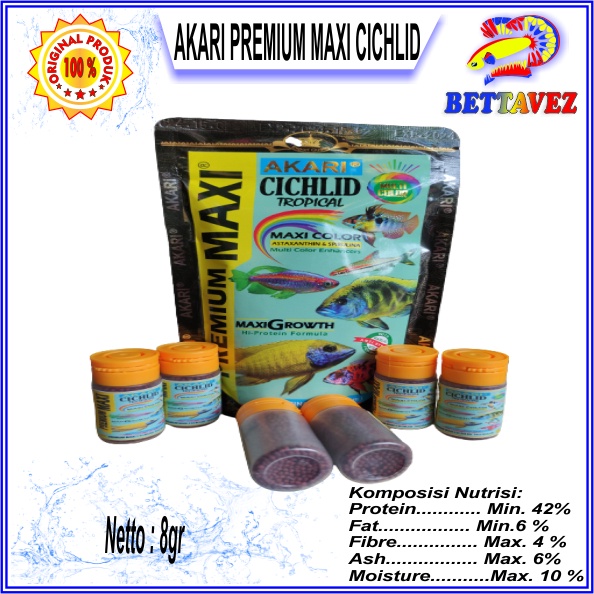 Jual PELET AKARI PREMIUM MAXI CICHLID 8GRAM 1MM PAKAN IKAN AKARI