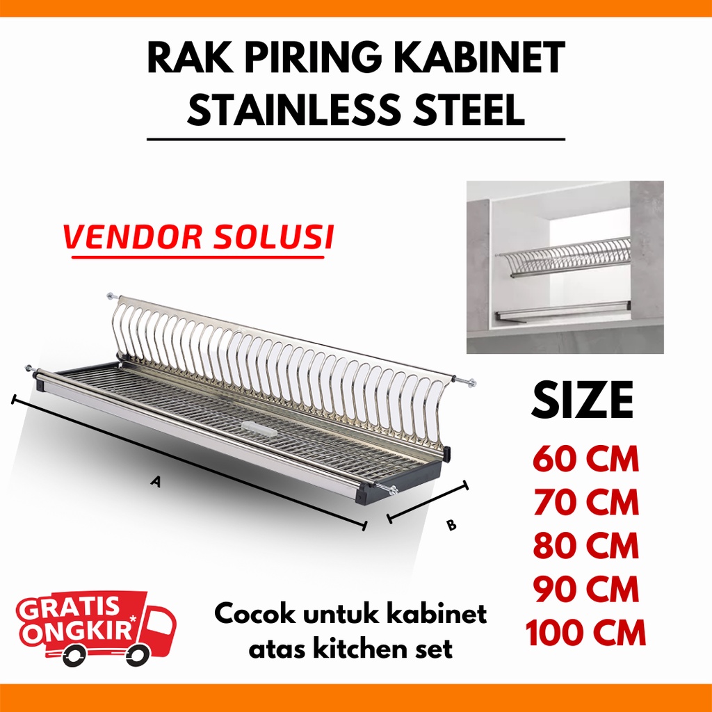 Jual Rak Piring Dapur Kitchen Set Atas Kabinet Stainless Steel Shopee