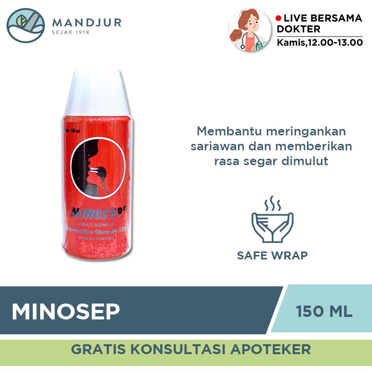 Jual Minosep Obat Kumur 150 ML Obat Kumur Pencegah Bau Mulut Dan