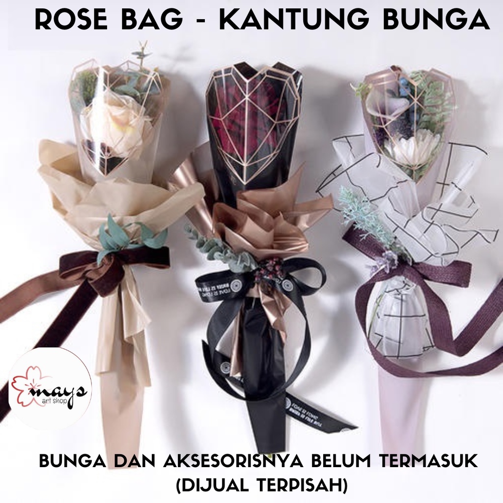 Jual Single Rose Bag Kantung Tas Plastik Bunga Mawar 1 Tangkai