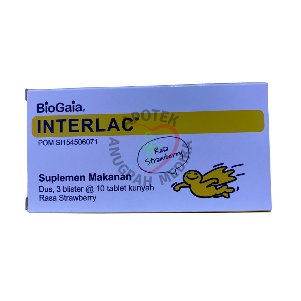 Jual Interlac Probiotik Tablet Kunyah Strawberry Strip Isi Tablet