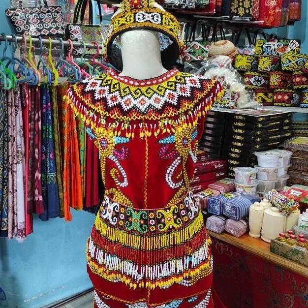 Jual Sale Satu Set Baju Pakaian Adat Dayak Kalimantan Ukuran Dewasa