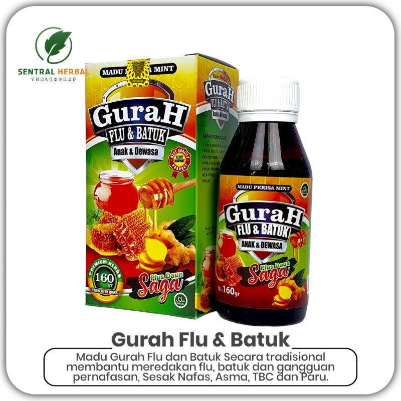 Jual Madu Gurah Flu Dan Batuk Darusyifa Plus Daun Saga Rasa Mint Berat