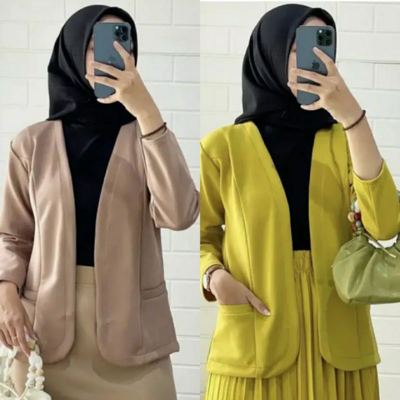 Jual Hanna Blazer Premium Outer Bahan Scuba Tebal Shopee Indonesia