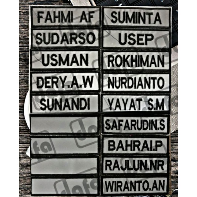 Jual Nama Tag Patch Bordir Papan Nama POLISI SATPAM DISHUB