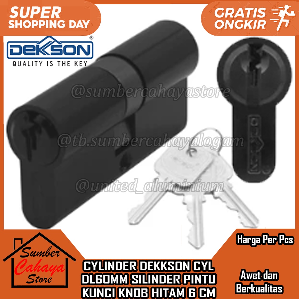 Jual CYLINDER DEKKSON CYL DC DL65MM MATT BLACK Silinder Kunci Knob