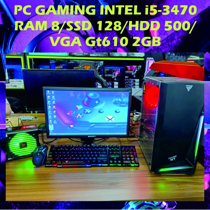 Jual PC GAMING MURAH I5 3470 RAM 8GB SSD 128GB HDD 500GB VGA GT 610 2GB