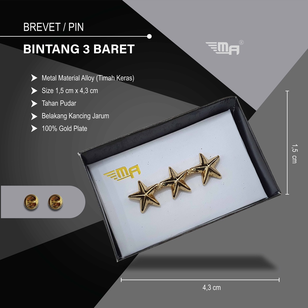 Jual WING BINTANG 3 BARET PIN BRIVET BREVET PREMIUM EXCLUSIVE Shopee