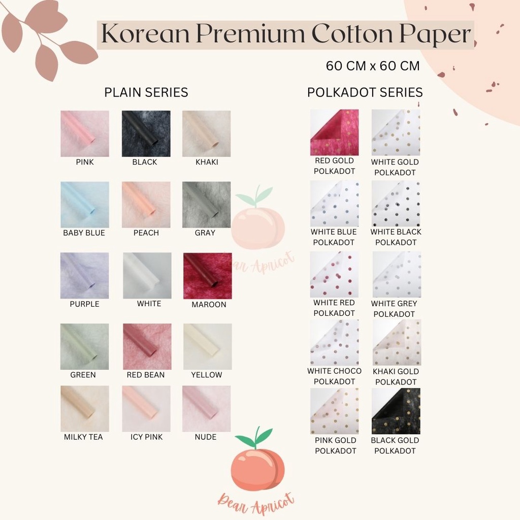 Jual 5 LEMBAR KERTAS FLOWER WRAPPING KOREAN PREMIUM COTTON PAPER