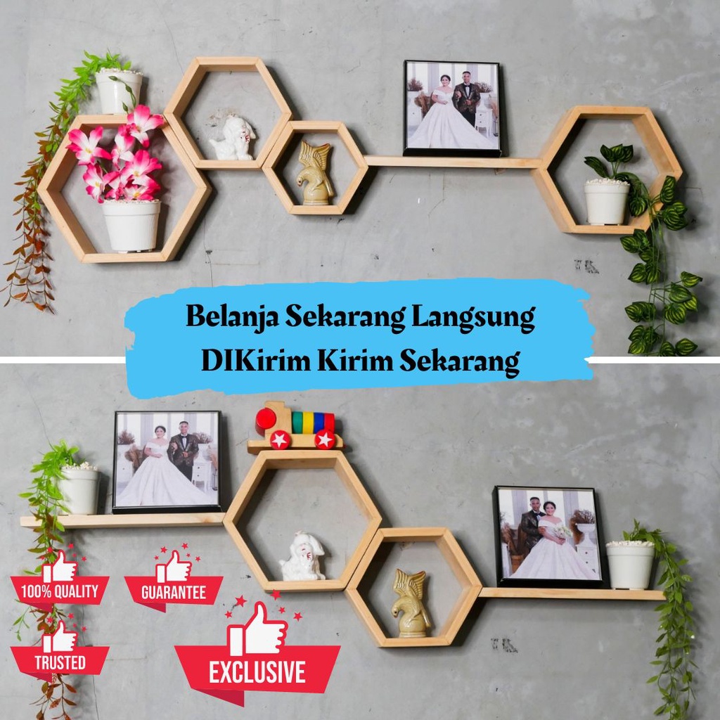 Jual Bergaransi Rak Dinding Hexagon Heksagonal Segi Enam Rak Buku