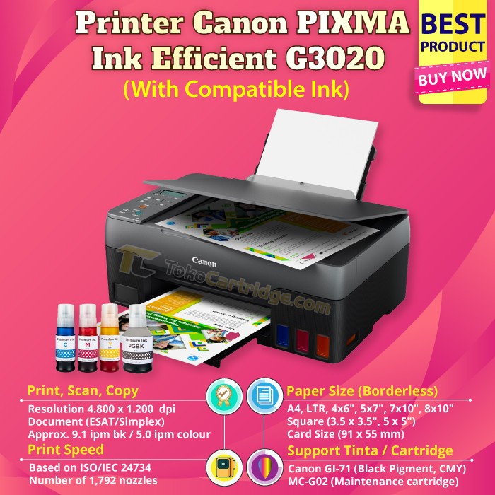 Jual Printer Canon Pixma Ink Efficient G3020 Wifi Print Scan Copy