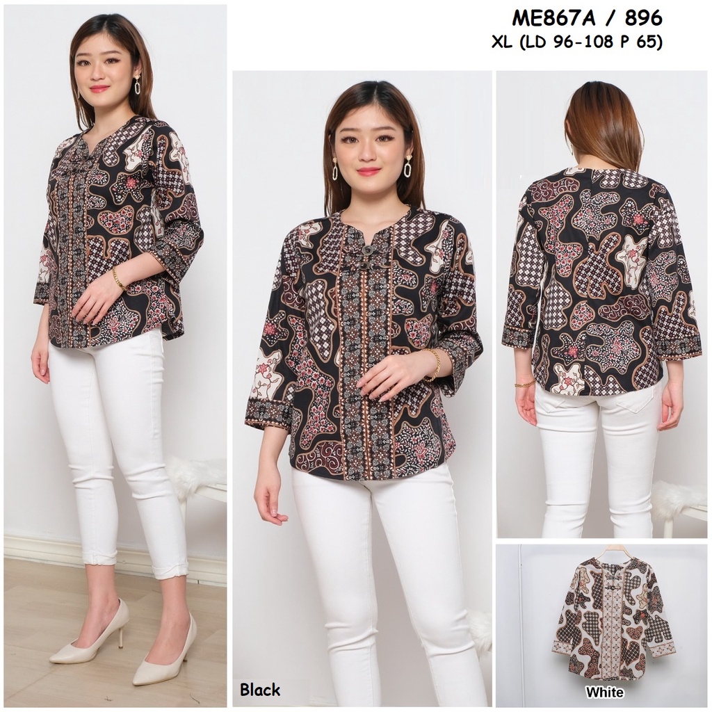 Jual Blouse Batik Wanita Tangan Panjang Reg Jumbo Me A Shopee