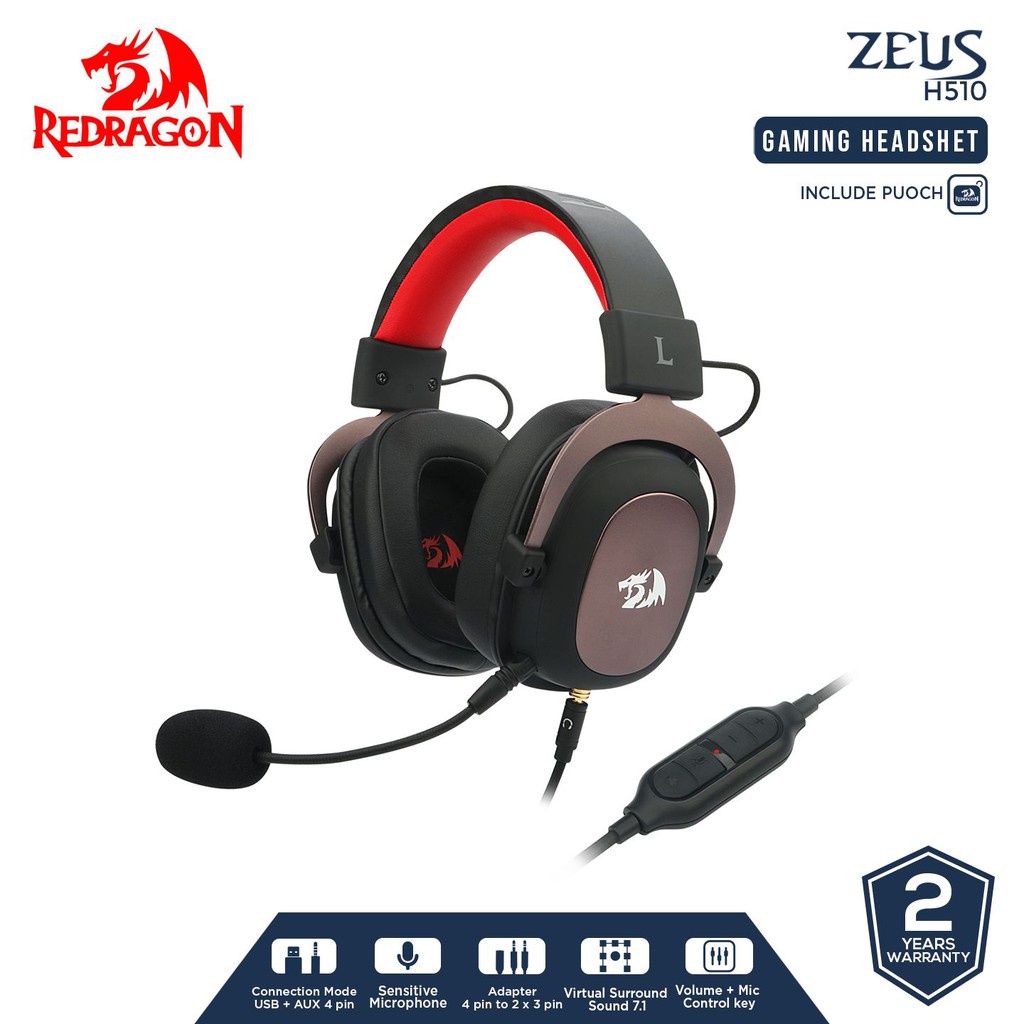 Jual Redragon Gaming Headset With Microphone Usb Aux Zeus H