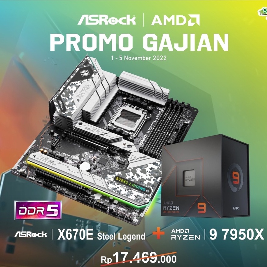 Jual ASROCK X670E STEEL LEGEND AMD RYZEN 7950X PROMO GAJIAN