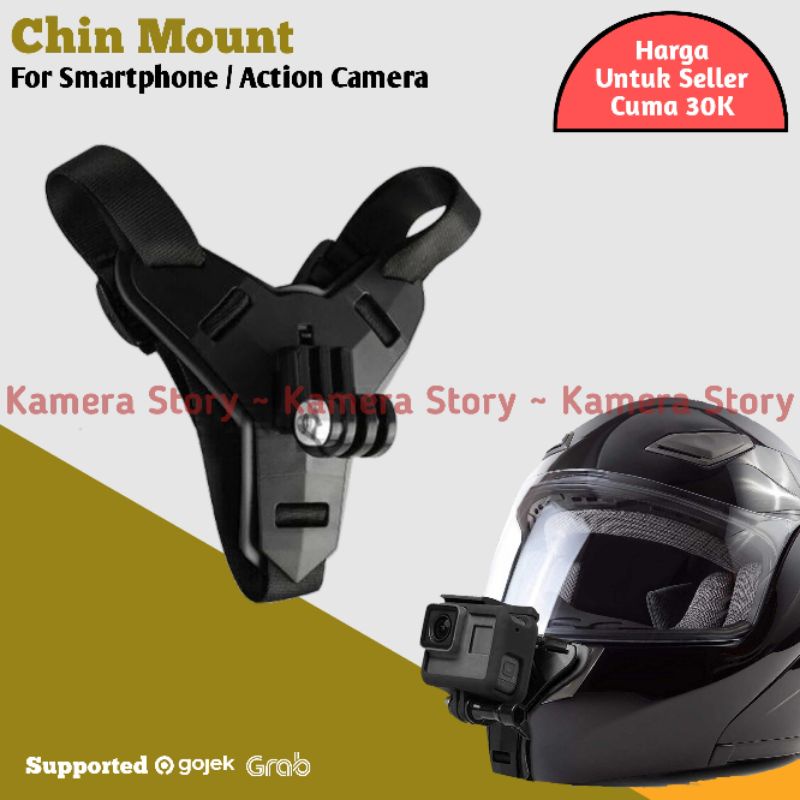 Jual Chin Mount Helmet Mounting Untuk HP Smartphone Di Dagu Helm Full