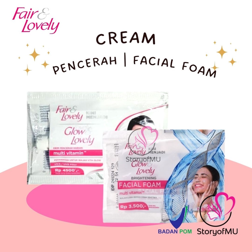 Jual FAIR GLOW LOVELY Cream 7 5gr Facial Foam 9gr Sachet Krim